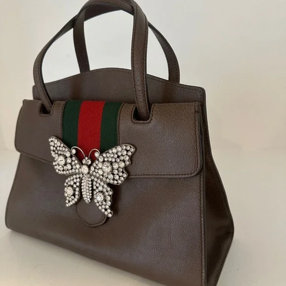 GUCCI Totem Butterfly Bijou 2WAY Leather Shoulder Bag - Picture 5 of 16